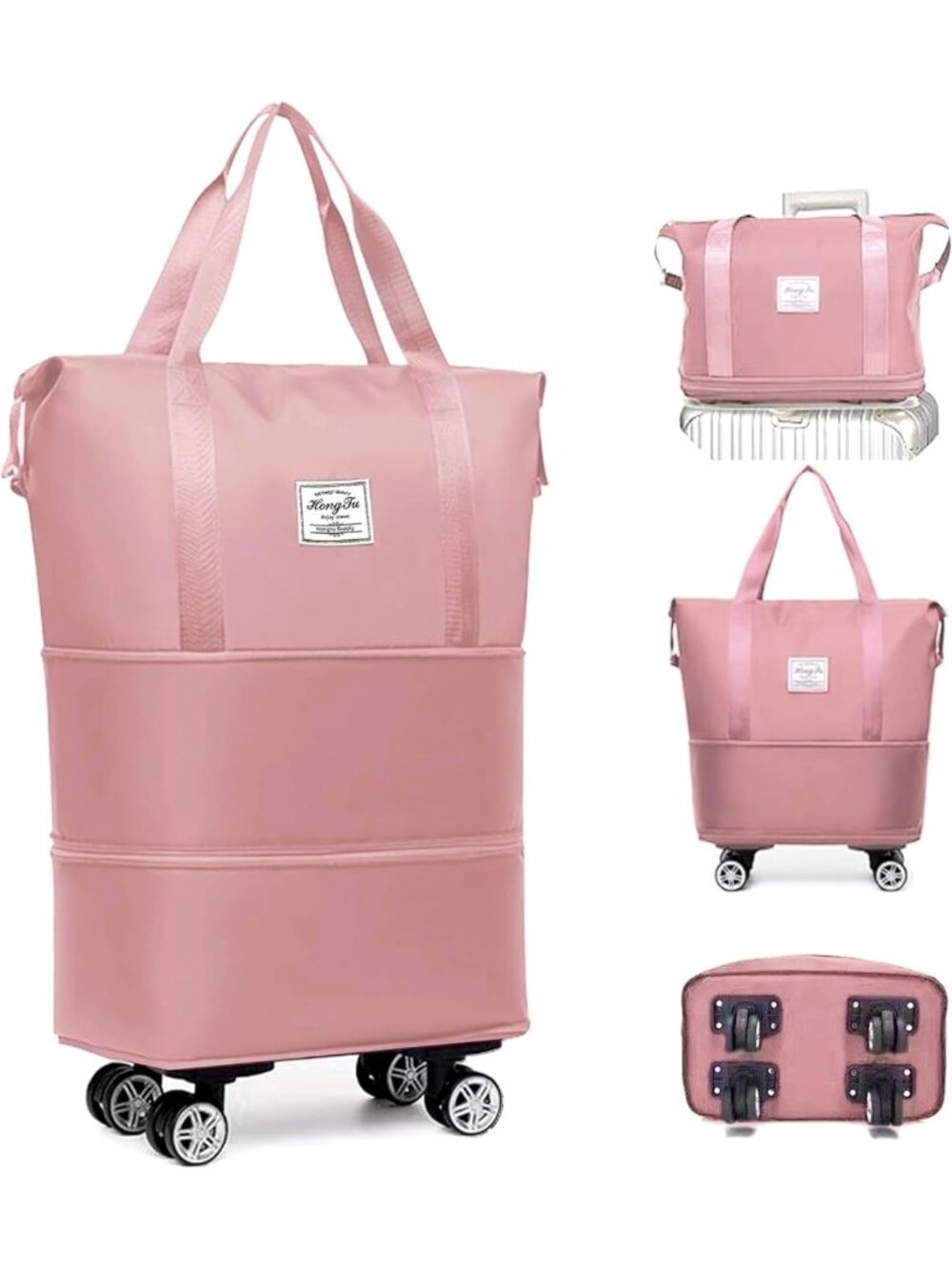 Expandable Foldable Duffel Bag with Wheels - Large Travel Luggage for Gym